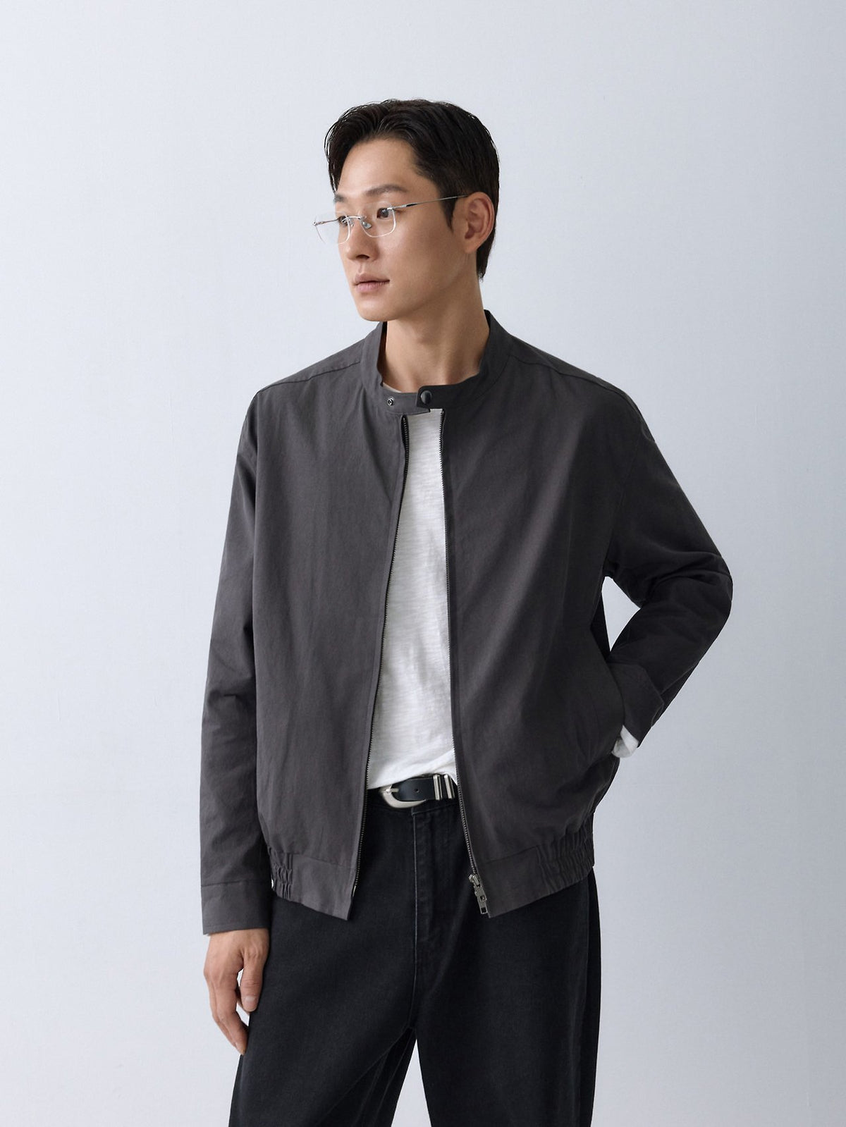 MAGNOLIA Stand Collar Cotton Zip Jacket(MINT,BLUE,CHARCOAL) 商品画像3/15