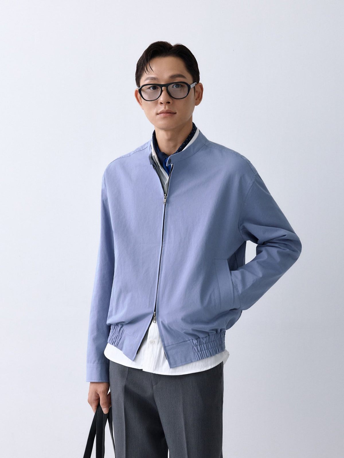 MAGNOLIA Stand Collar Cotton Zip Jacket(MINT,BLUE,CHARCOAL) 商品画像4/15