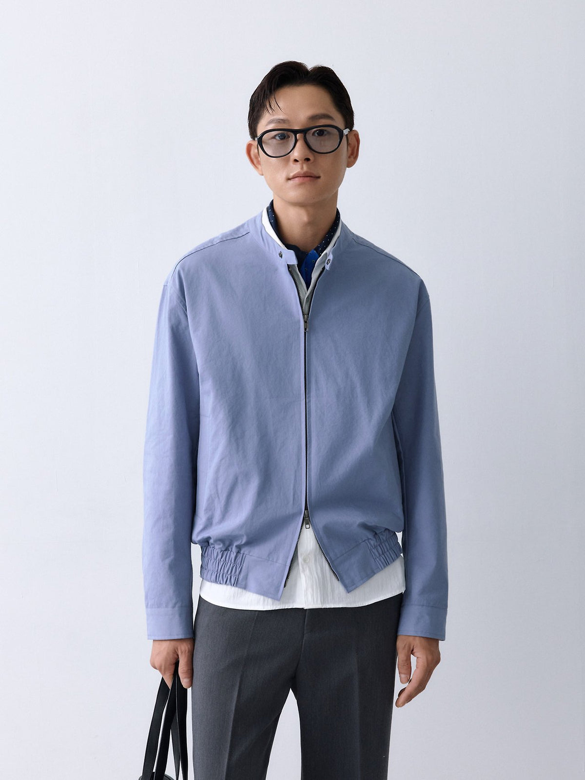MAGNOLIA Stand Collar Cotton Zip Jacket(MINT,BLUE,CHARCOAL) 商品画像5/15