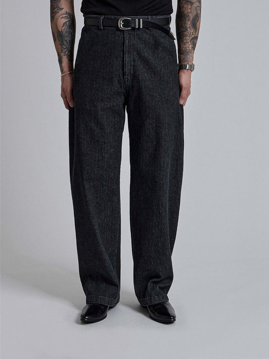 MAGNOLIA Stripe Denim Curve Pants(BLUE,BLACK) 商品画像1/19