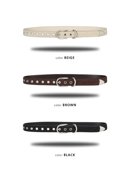 MAGNOLIA Suede Eyelet Belt(BEIGE,BROWN,BLACK) 商品画像1/9