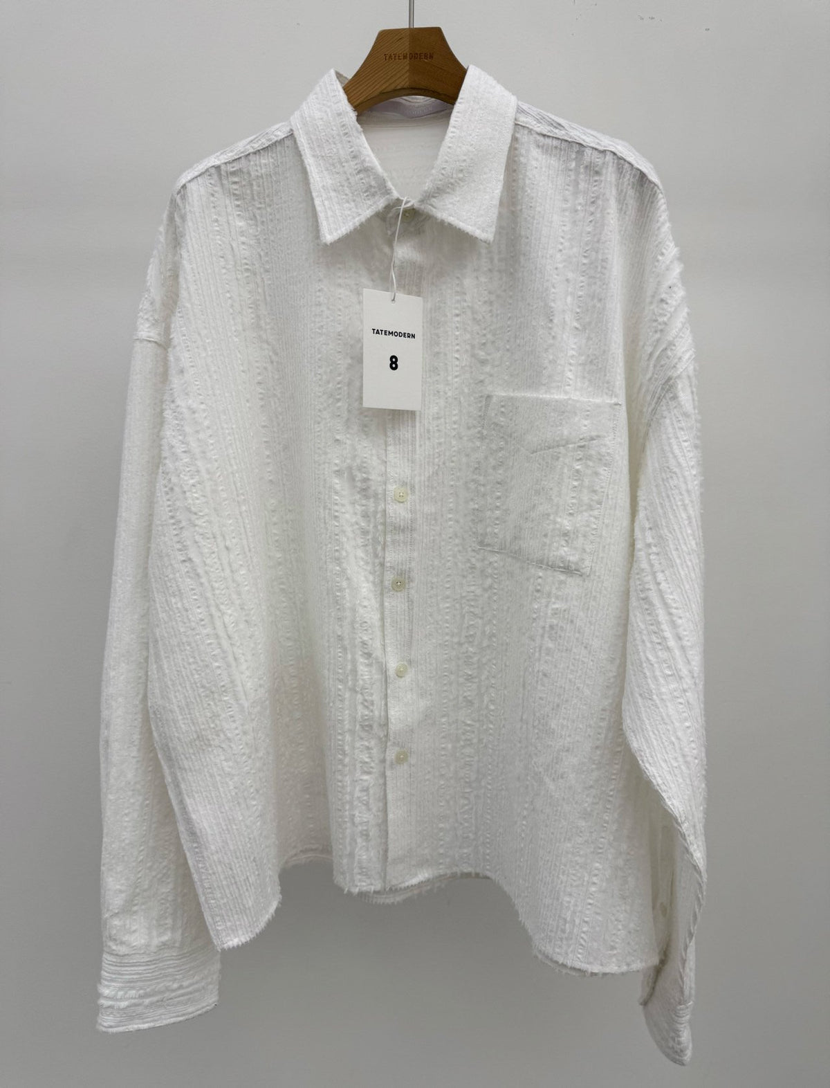 MAGNOLIA Tassel Texture Crop Shirt(WHITE,BLACK) 商品画像2/12