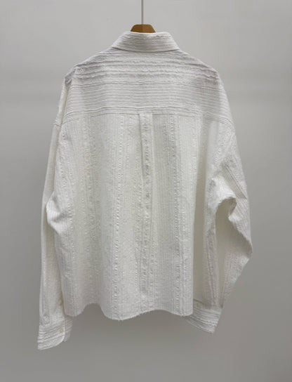 MAGNOLIA Tassel Texture Crop Shirt(WHITE,BLACK) 商品画像4/12