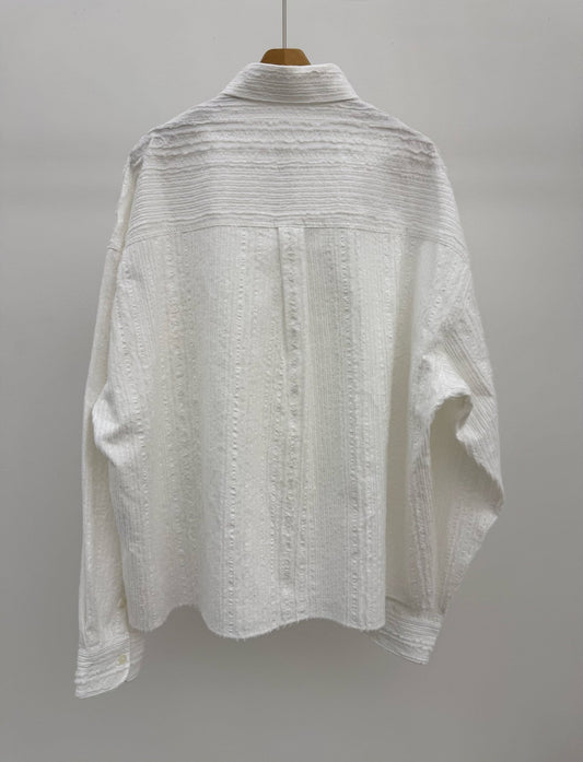 MAGNOLIA Tassel Texture Crop Shirt(WHITE,BLACK) 商品画像4/12