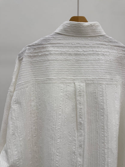 MAGNOLIA Tassel Texture Crop Shirt(WHITE,BLACK) 商品画像5/12