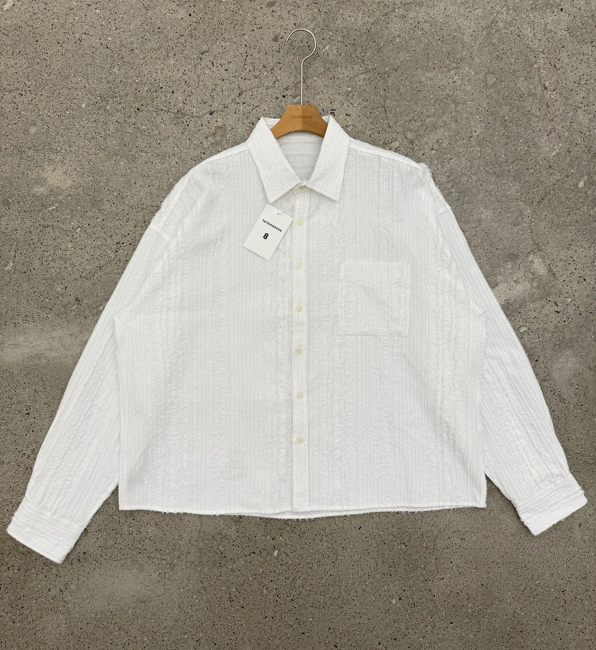 MAGNOLIA Tassel Texture Crop Shirt(WHITE,BLACK) 商品画像6/12