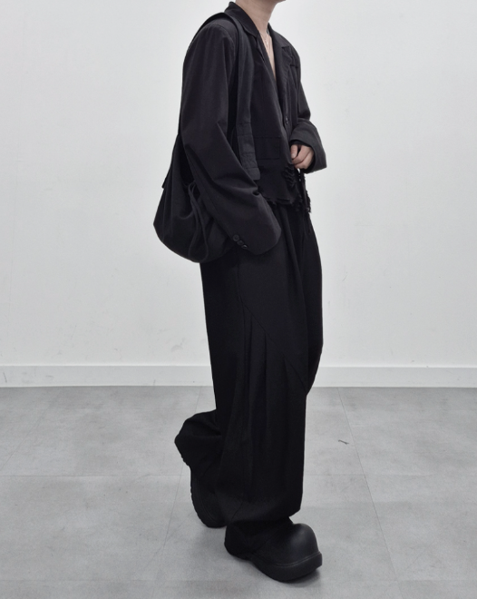 MAGNOLIA Tencel Curve Wide Trousers(GRAY,BLACK) 商品画像3/17