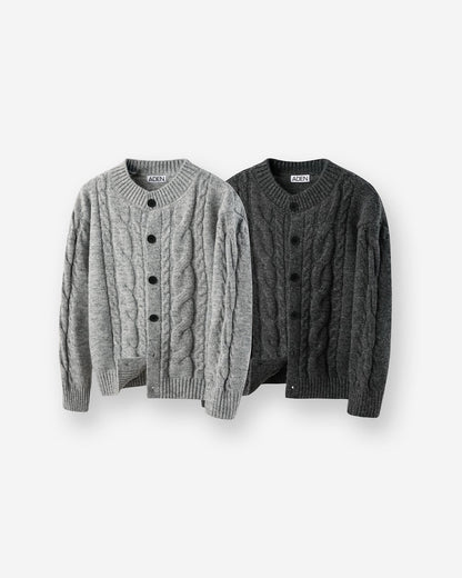 MAGNOLIA Treccia Cable Wool Cardigan(GRAY,CHARCOAL) 商品画像1/7