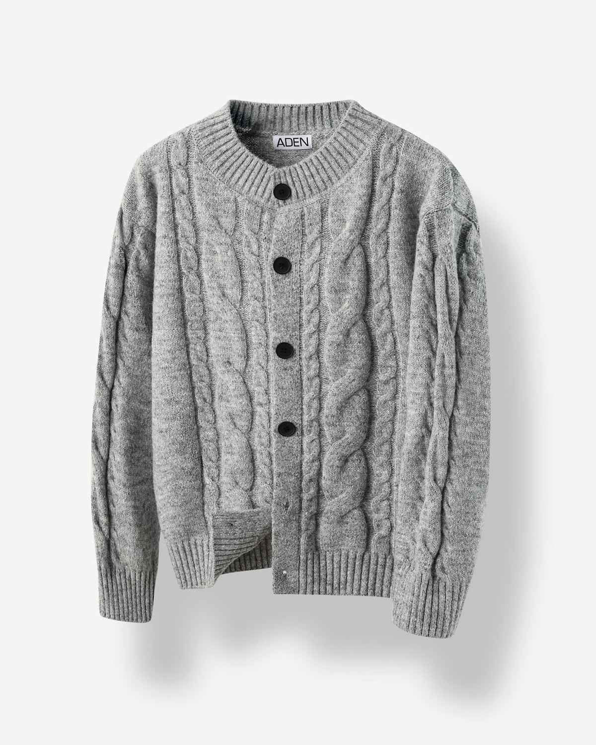 MAGNOLIA Treccia Cable Wool Cardigan(GRAY,CHARCOAL) 商品画像2/7