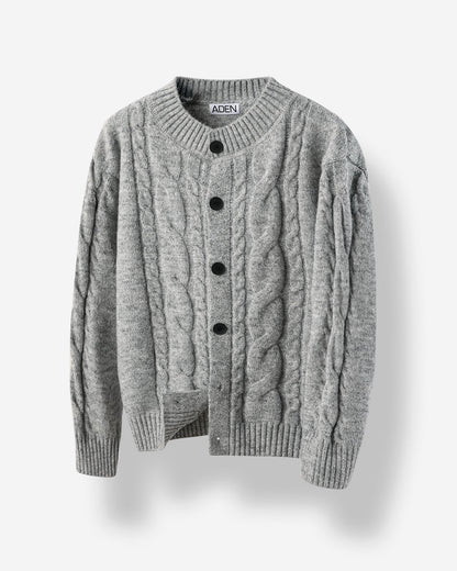 MAGNOLIA Treccia Cable Wool Cardigan(GRAY,CHARCOAL) 商品画像2/7
