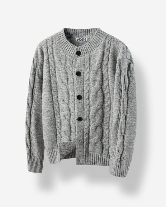 MAGNOLIA Treccia Cable Wool Cardigan(GRAY,CHARCOAL) 商品画像2/7