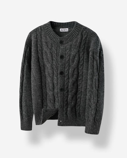 MAGNOLIA Treccia Cable Wool Cardigan(GRAY,CHARCOAL) 商品画像3/7