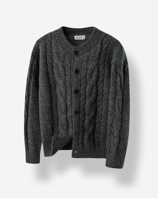 MAGNOLIA Treccia Cable Wool Cardigan(GRAY,CHARCOAL) 商品画像3/7