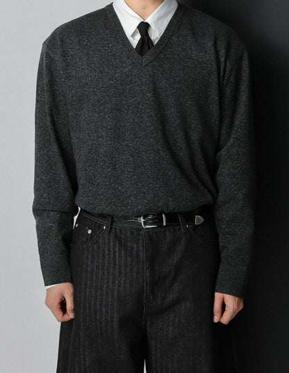 MAGNOLIA Trout Sewing V-Neck Knit(BROWN,NAVY,CHARCOAL,BLACK) 商品画像9/35