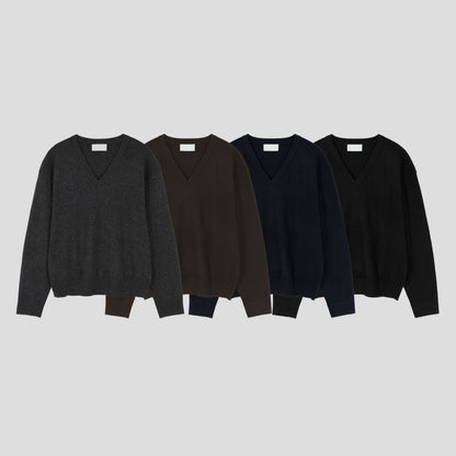 MAGNOLIA Trout Sewing V-Neck Knit(BROWN,NAVY,CHARCOAL,BLACK) 商品画像10/35