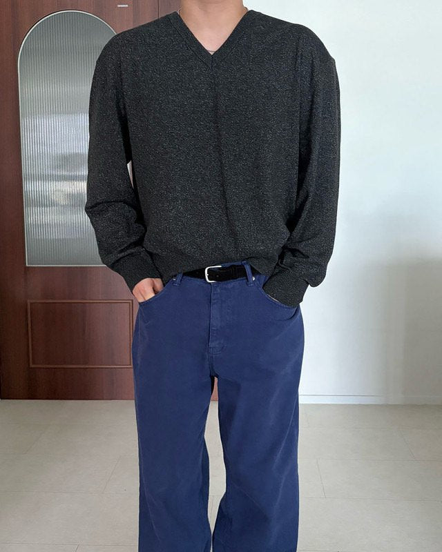 MAGNOLIA Trout Sewing V-Neck Knit(BROWN,NAVY,CHARCOAL,BLACK) 商品画像15/35