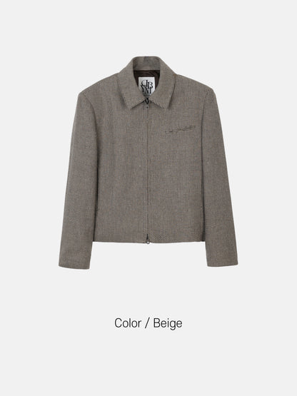MAGNOLIA Tweed Zip Jacket(BRICK,BEIGE) 商品画像2/6