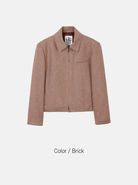 MAGNOLIA Tweed Zip Jacket(BRICK,BEIGE) 商品画像3/6