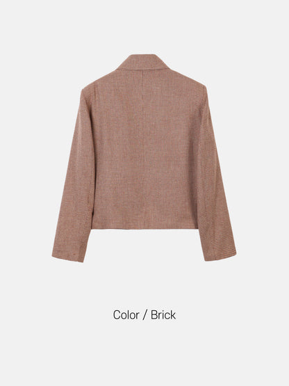 MAGNOLIA Tweed Zip Jacket(BRICK,BEIGE) 商品画像4/6