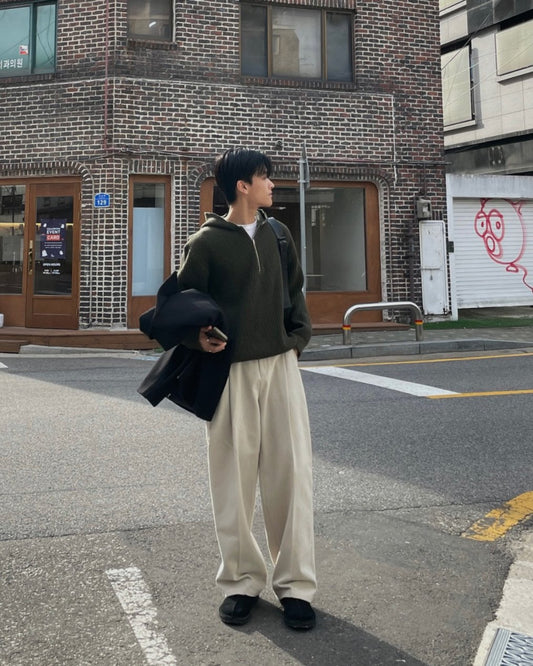 MAGNOLIA Twill Wide Pants(BLACK,NAVY,BROWN,CHARCOAL,IVORY,BURGUNDY) 商品画像5/15