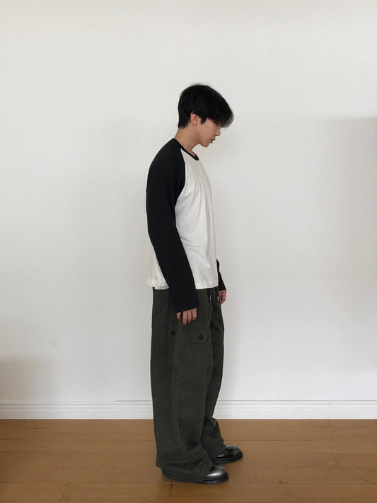 MAGNOLIA Two-Tone Raglan Long Sleeve Tee(IVORY/RED,IVORY/BLACK) 商品画像3/23