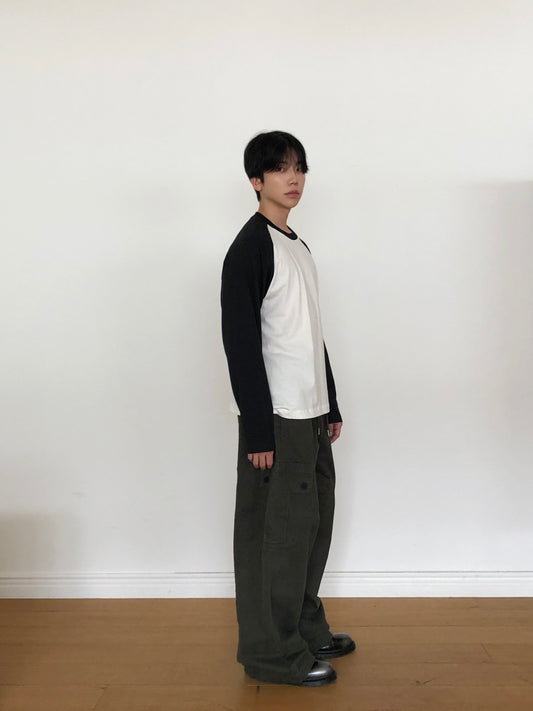 MAGNOLIA Two-Tone Raglan Long Sleeve Tee(IVORY/RED,IVORY/BLACK) 商品画像4/23