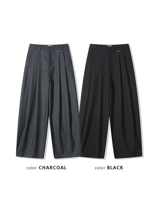 MAGNOLIA Two-Tuck Wide Slacks Pants(BLACK,CHARCOAL) 商品画像4/14