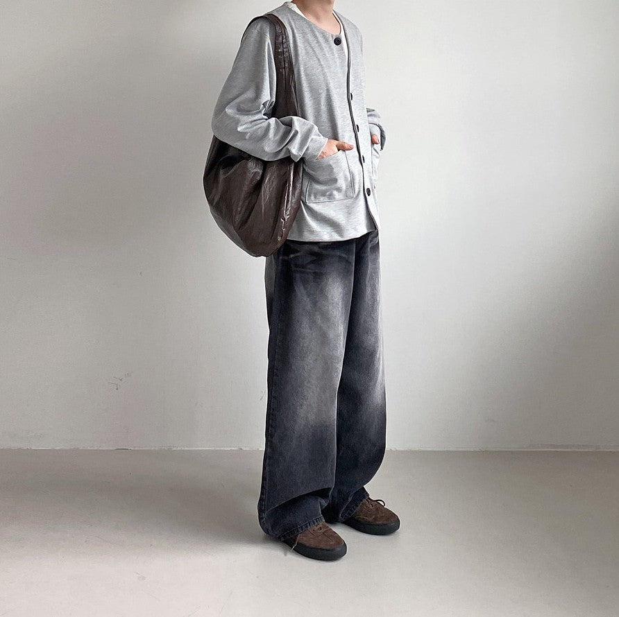 MAGNOLIA Unbalanced Button Cardigan(GRAY,RED,BLACK) 商品画像4/25