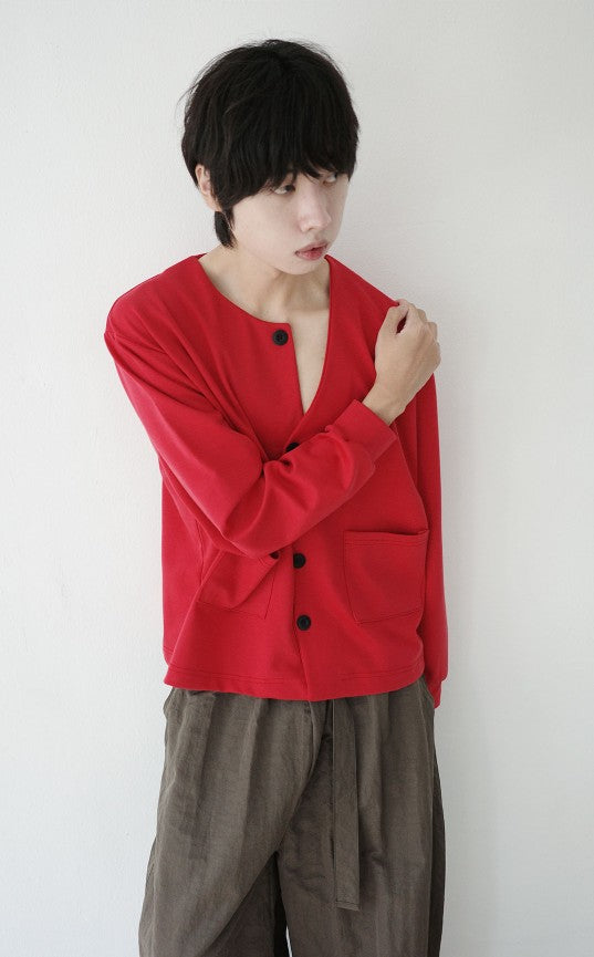 MAGNOLIA Unbalanced Button Cardigan(GRAY,RED,BLACK) 商品画像6/25