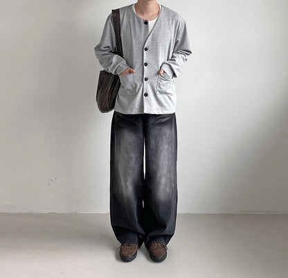 MAGNOLIA Unbalanced Button Cardigan(GRAY,RED,BLACK) 商品画像7/25