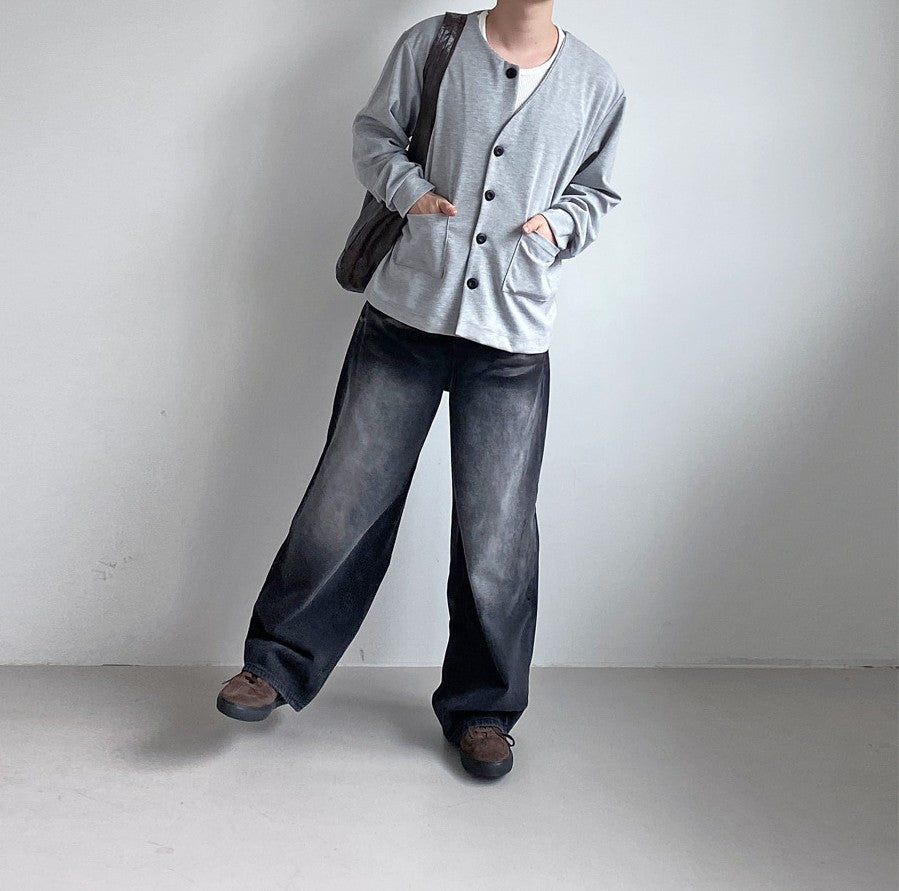 MAGNOLIA Unbalanced Button Cardigan(GRAY,RED,BLACK) 商品画像8/25