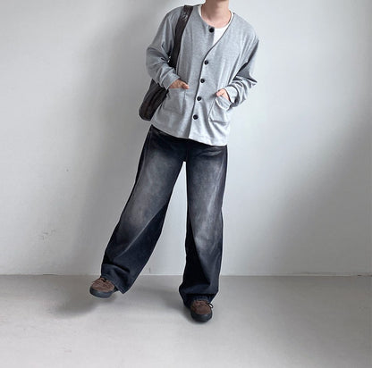 MAGNOLIA Unbalanced Button Cardigan(GRAY,RED,BLACK) 商品画像8/25