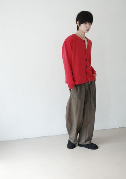 MAGNOLIA Unbalanced Button Cardigan(GRAY,RED,BLACK) 商品画像9/25