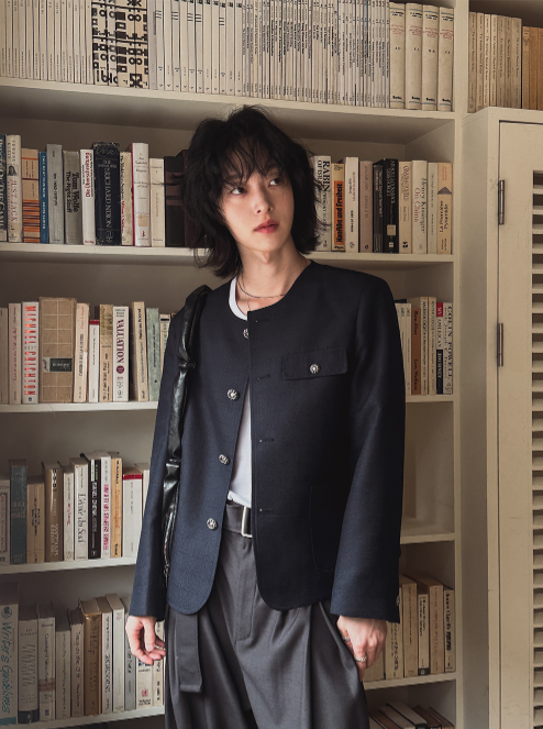 MAGNOLIA Urban Collarless Tailored Jacket(BLACK,NAVY) 商品画像5/16