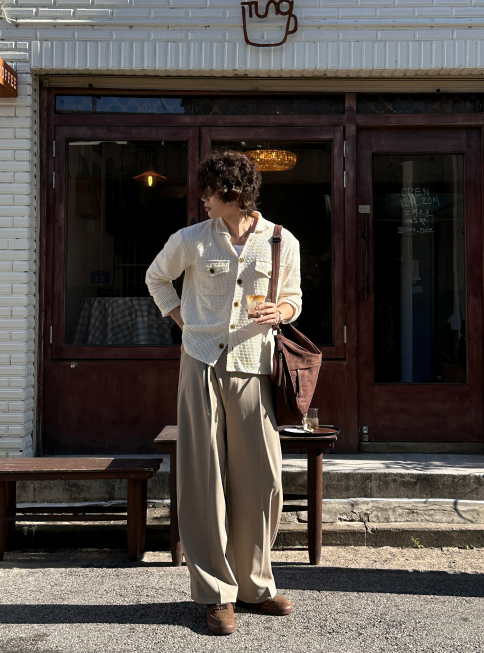 MAGNOLIA Urban Drape Wide Trousers(BLACK,CHARCOAL,BEIGE) 商品画像4/16