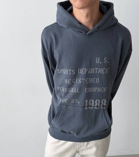 MAGNOLIA US Military Lettering Hoodie(WHITE MELANGE,STEEL BLUE,BLACK) 商品画像5/9