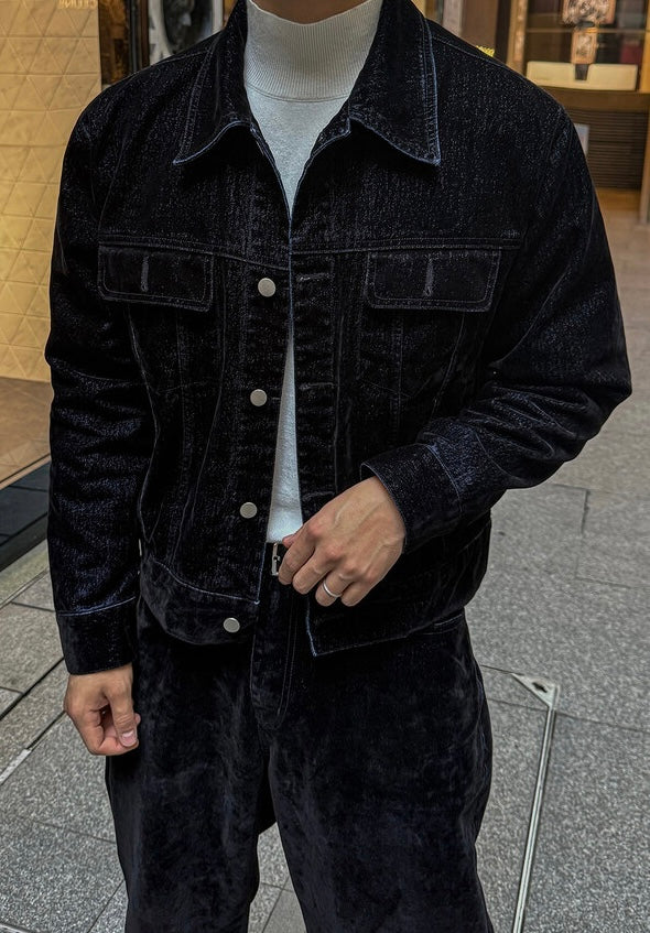 MAGNOLIA Velvet Denim Trucker Jacket 韓国メンズファッション 02