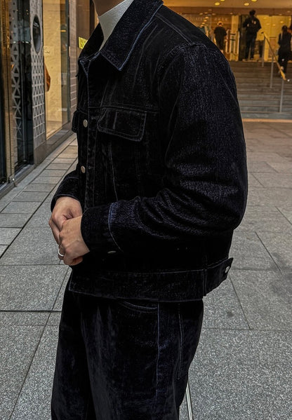 MAGNOLIA Velvet Denim Trucker Jacket 韓国メンズファッション 04