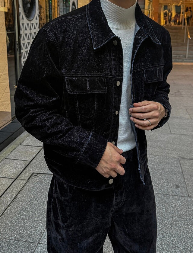MAGNOLIA Velvet Denim Trucker Jacket 韓国メンズファッション 06