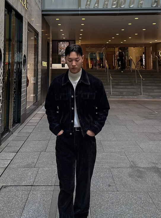 MAGNOLIA Velvet Denim Trucker Jacket 韓国メンズファッション 09