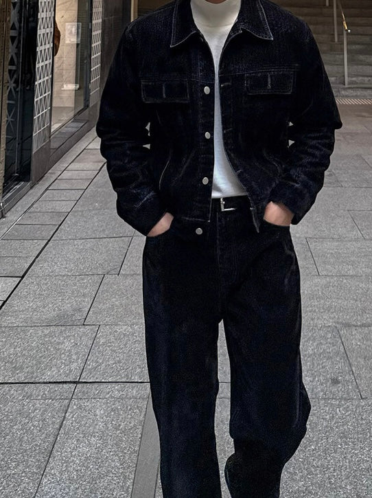 MAGNOLIA Velvet Denim Trucker Jacket 韓国メンズファッション 18