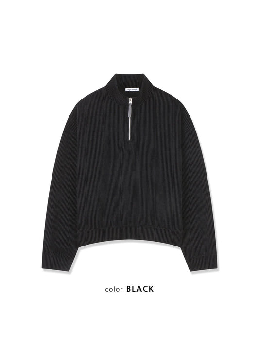 MAGNOLIA Velvet Rib Half-Zip Pullover(DEEP BLUE,CHARCOAL,BLACK) 商品画像3/12