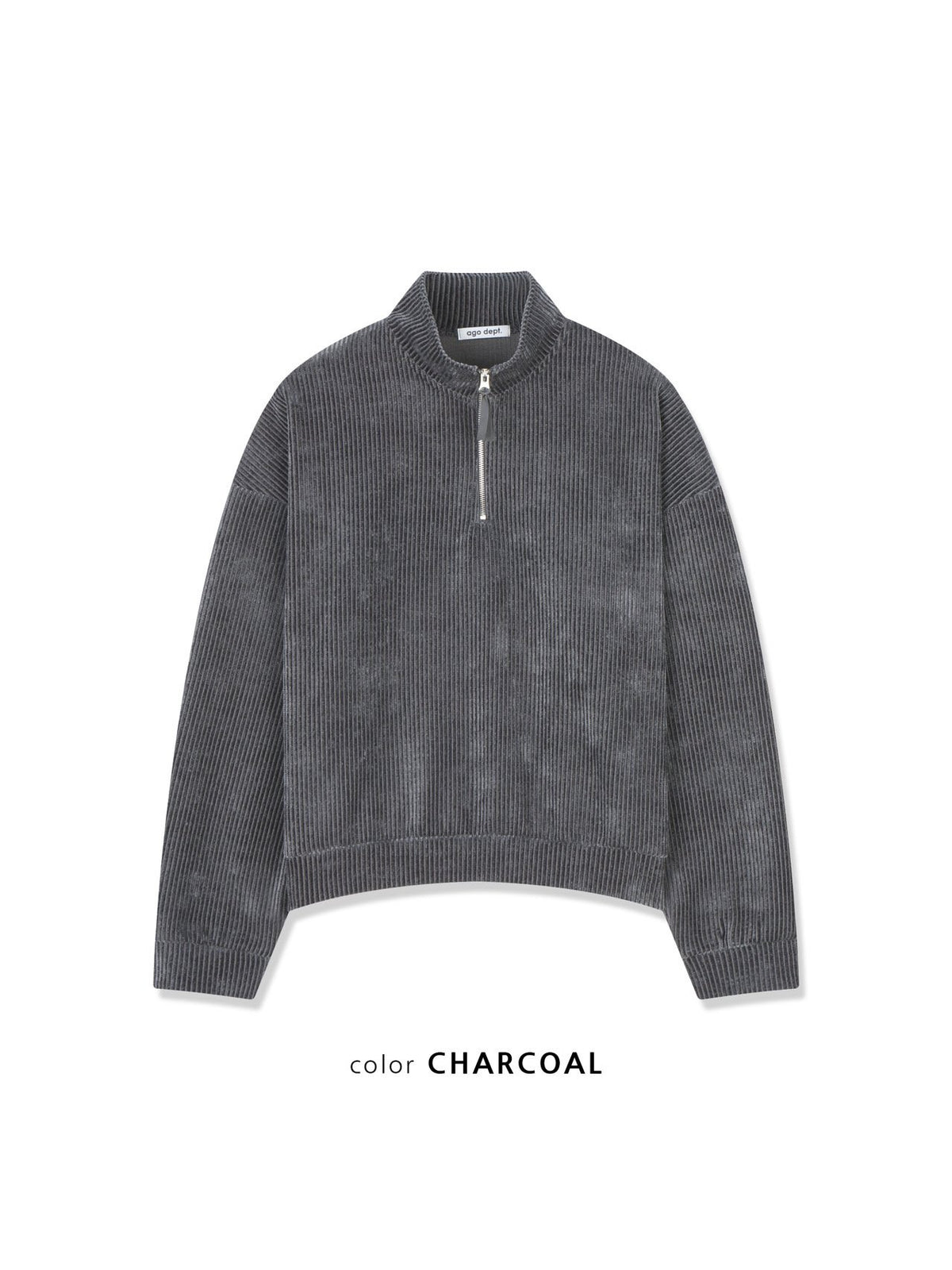 MAGNOLIA Velvet Rib Half-Zip Pullover(DEEP BLUE,CHARCOAL,BLACK) 商品画像4/12