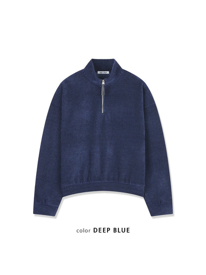 MAGNOLIA Velvet Rib Half-Zip Pullover(DEEP BLUE,CHARCOAL,BLACK) 商品画像5/12