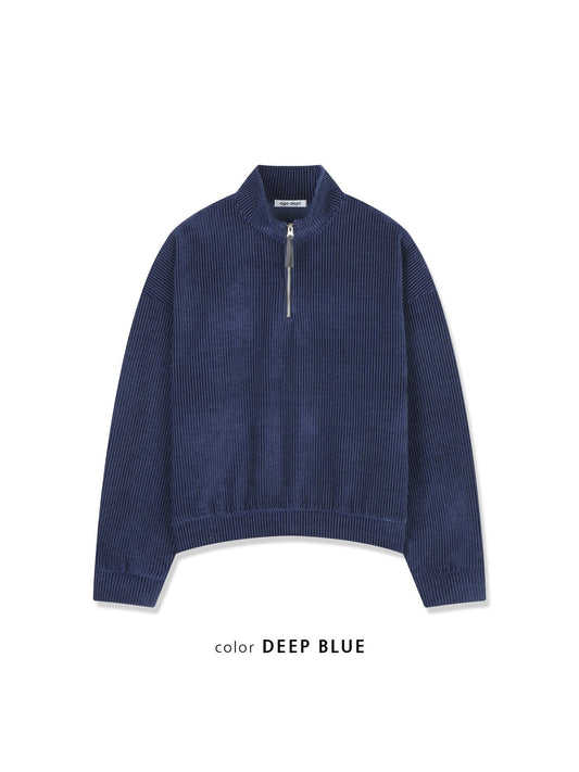 MAGNOLIA Velvet Rib Half-Zip Pullover(DEEP BLUE,CHARCOAL,BLACK) 商品画像5/12