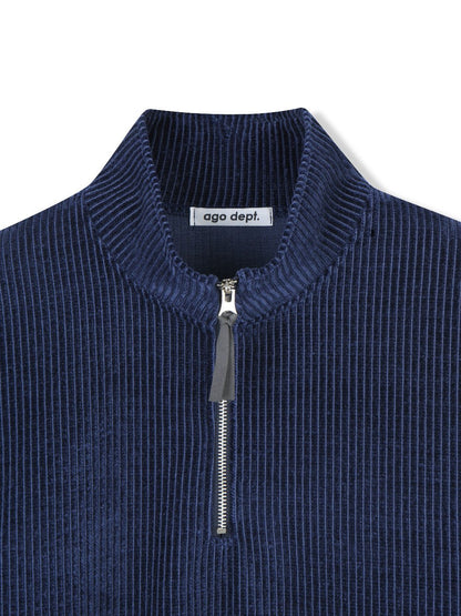 MAGNOLIA Velvet Rib Half-Zip Pullover(DEEP BLUE,CHARCOAL,BLACK) 商品画像6/12