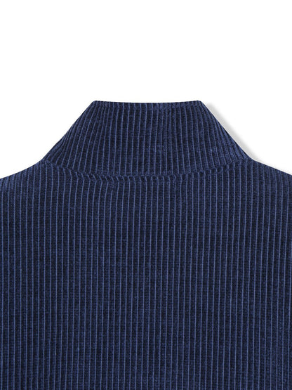MAGNOLIA Velvet Rib Half-Zip Pullover(DEEP BLUE,CHARCOAL,BLACK) 商品画像9/12