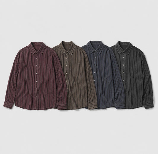 MAGNOLIA Vintage Pigment Stripe Corduroy Shirt(NAVY,BURGUNDY,BROWN,CHARCOAL) 商品画像1/10