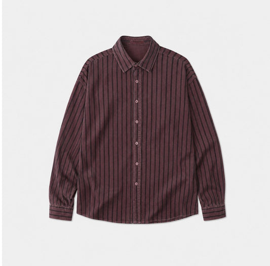 MAGNOLIA Vintage Pigment Stripe Corduroy Shirt(NAVY,BURGUNDY,BROWN,CHARCOAL) 商品画像2/10