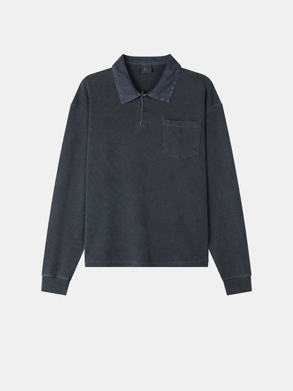 MAGNOLIA Waffle Knit Rugby Polo(SAX,RED,CHARCOAL) 商品画像3/12